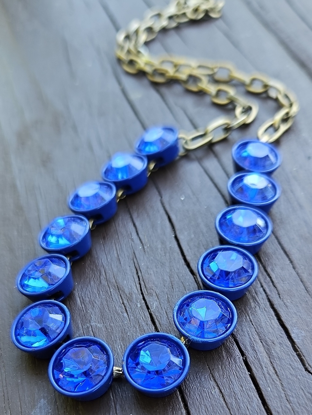 Blue Crystal Statement Brulee Necklace